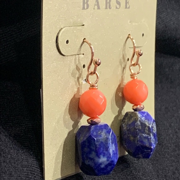 Studio Barse Jewelry - BARSE Rose Gold Lapis & Coral HOOK EARRINGS!